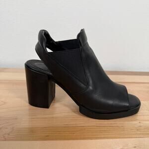 Miista Piper Black Leather Slingback Sandals Peep Toe Block Heel 38